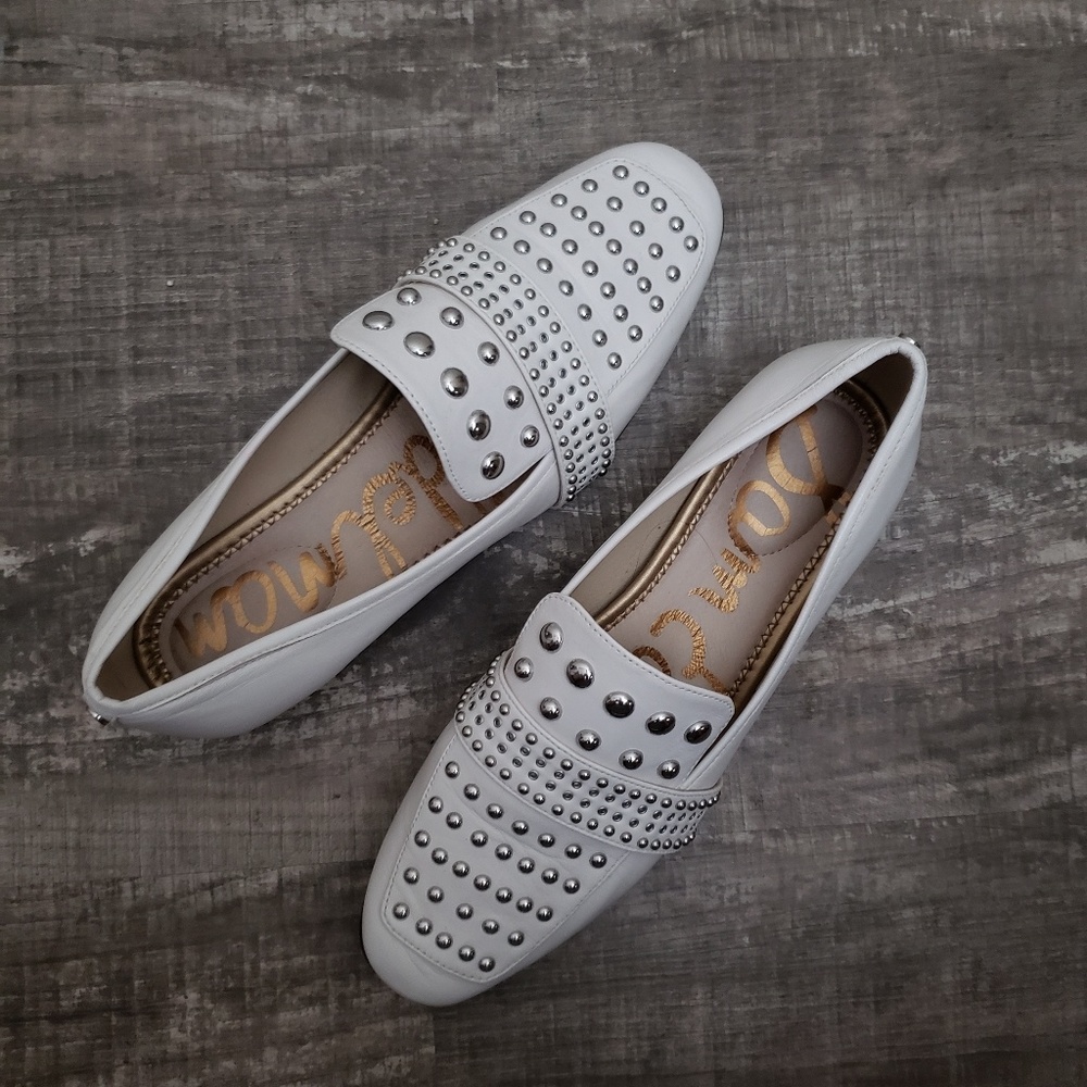 White studded Sam Edelman loafers